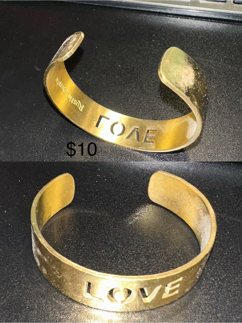 Rustic Cuff Gold LOVE Cutout Cuff Bracelet